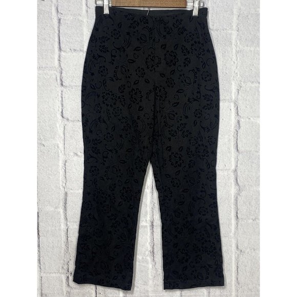 Equestrian Designs Women’s Black Two Tone‎ Floral Trouser Career Pants Size S - Picture 1 of 11